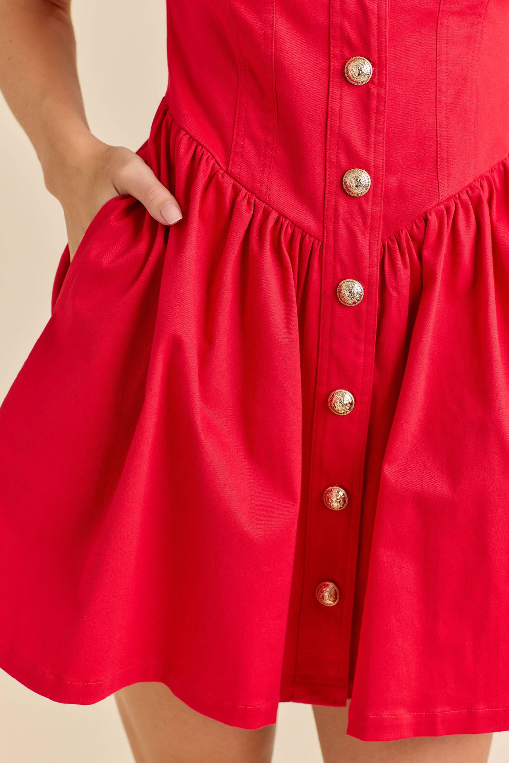 Button-Up Mini Denim Dress Featuring Gold Accent Buttons - Little Jill & Co.