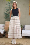 FIT TO FLARE RUFFLE TIER MAXI DRESS
