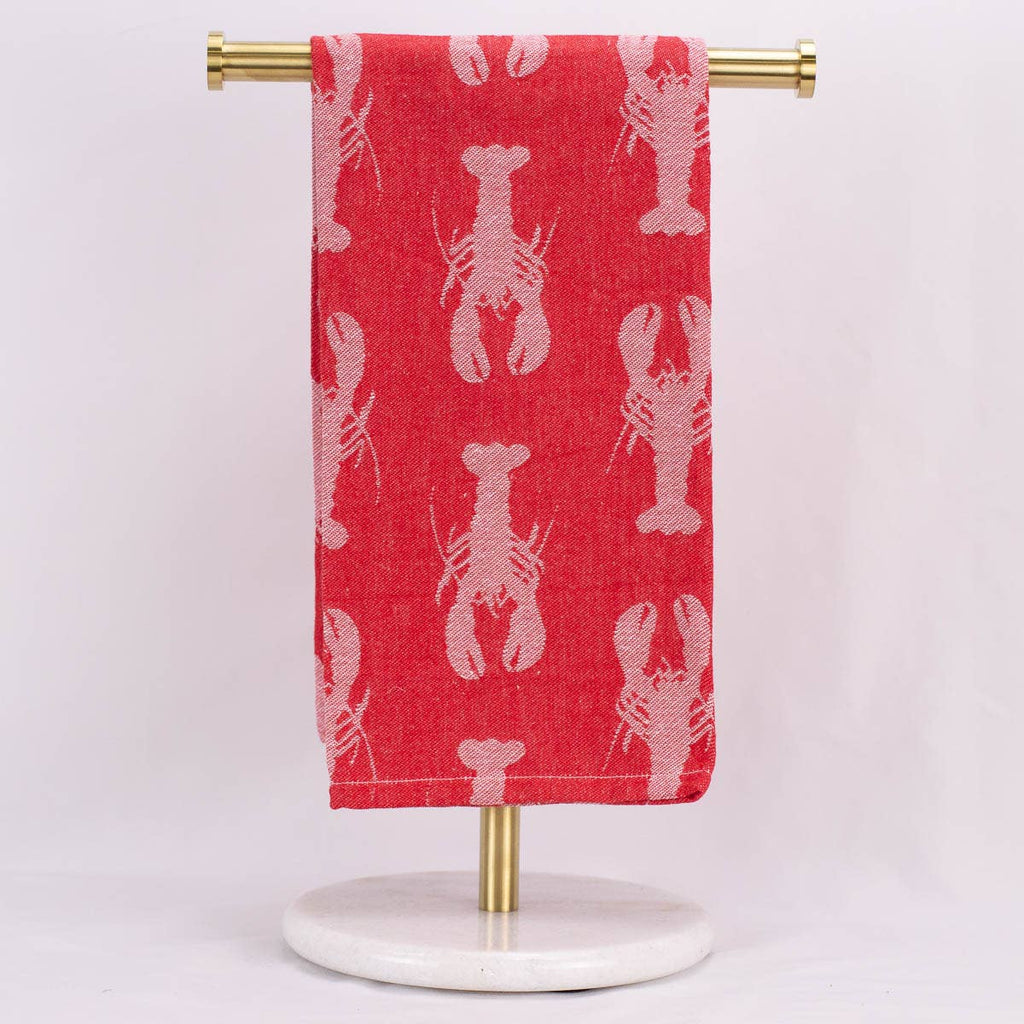 Crawfish Jacquard Hand Towel   Red/White   20x28