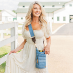 Light Denim HydroBag® with Gold Hardware and Denim overlaid Vegan Leather Strap - Little Jill & Co.