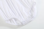 White Collared Button Romper with Bonnet