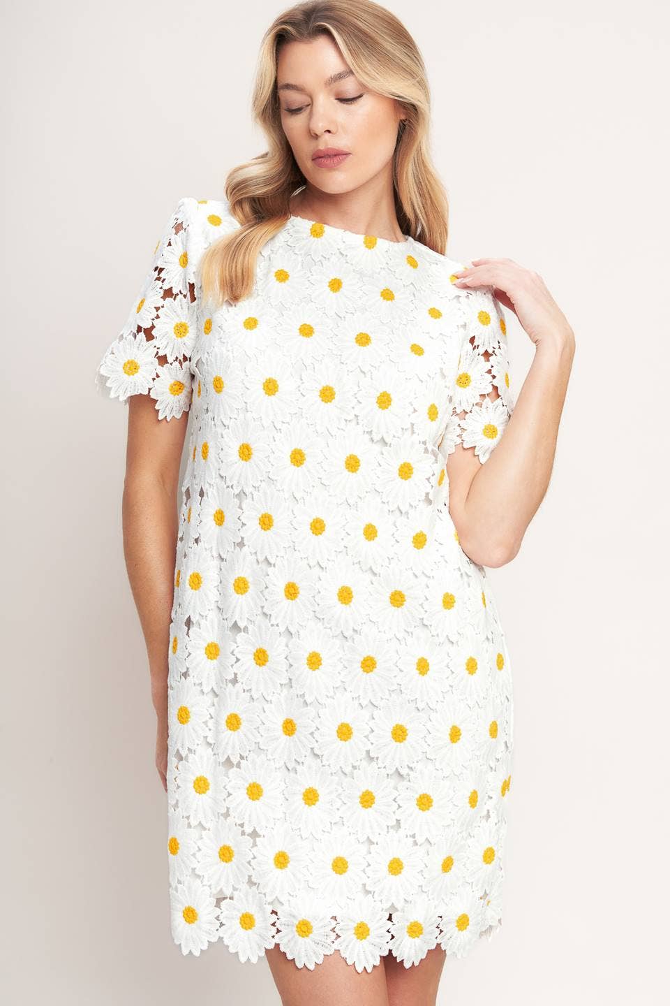 A woven lace mini shift dress - ID23231 - Little Jill & Co.