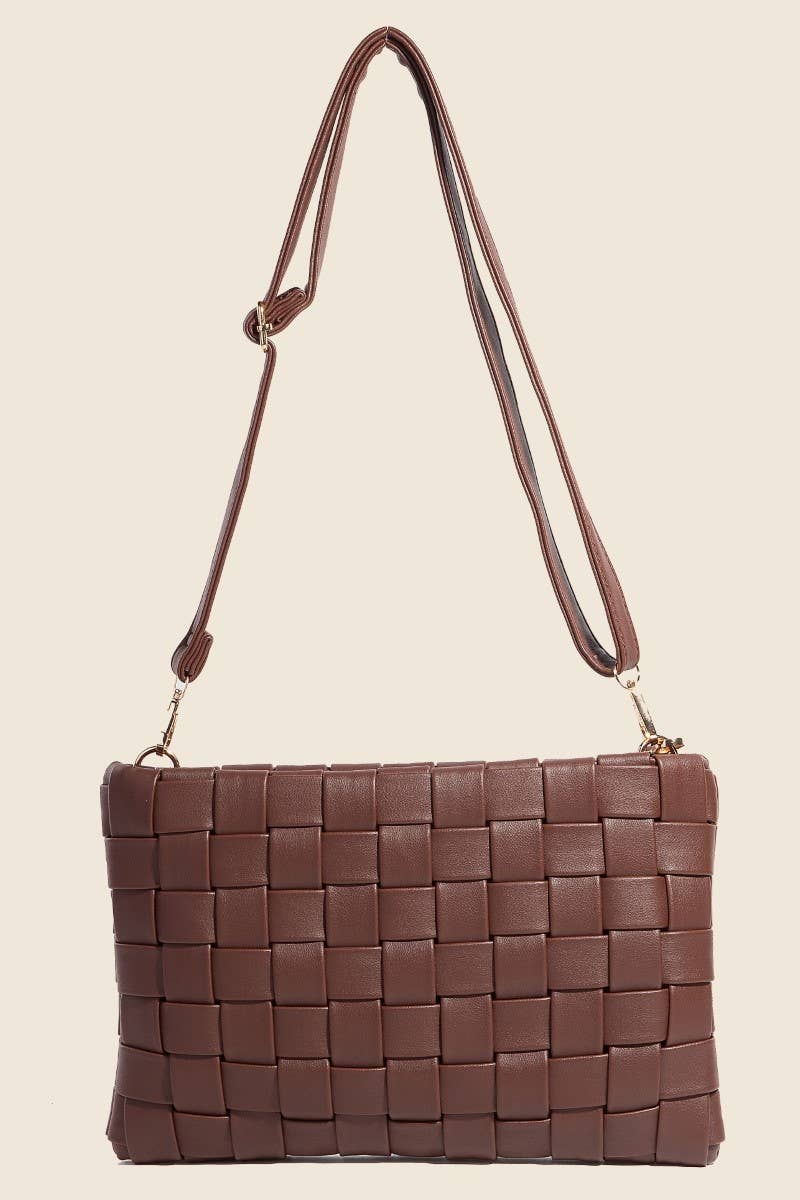 Faux Leather Basket Weave Bag
