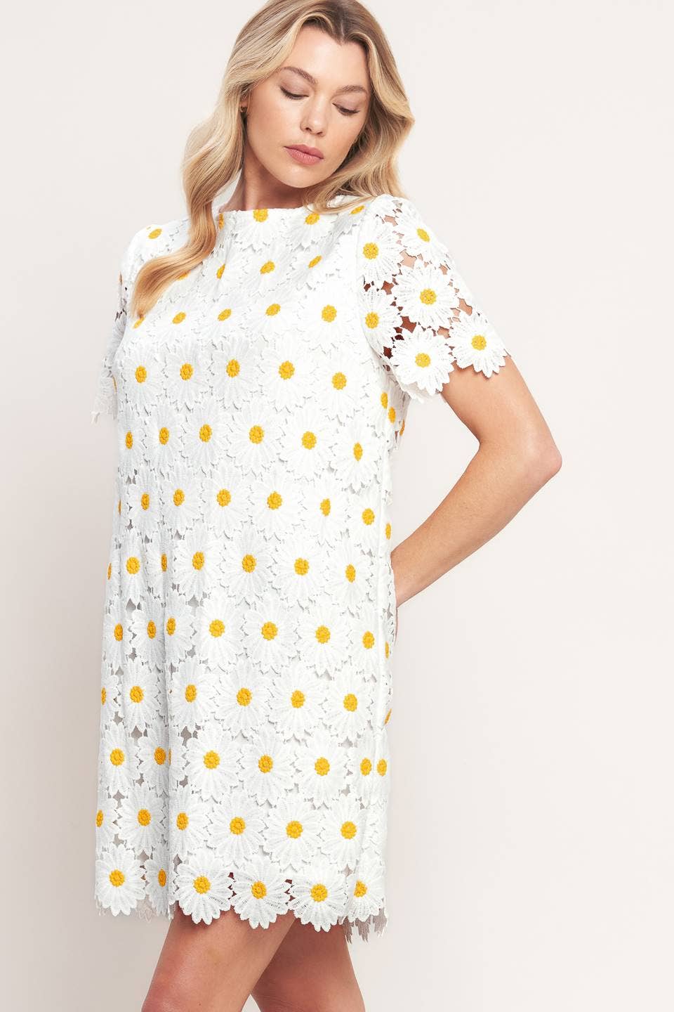 A woven lace mini shift dress - ID23231 - Little Jill & Co.