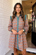 Boho Floral Collar Mini Dress