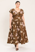 A printed woven midi dress