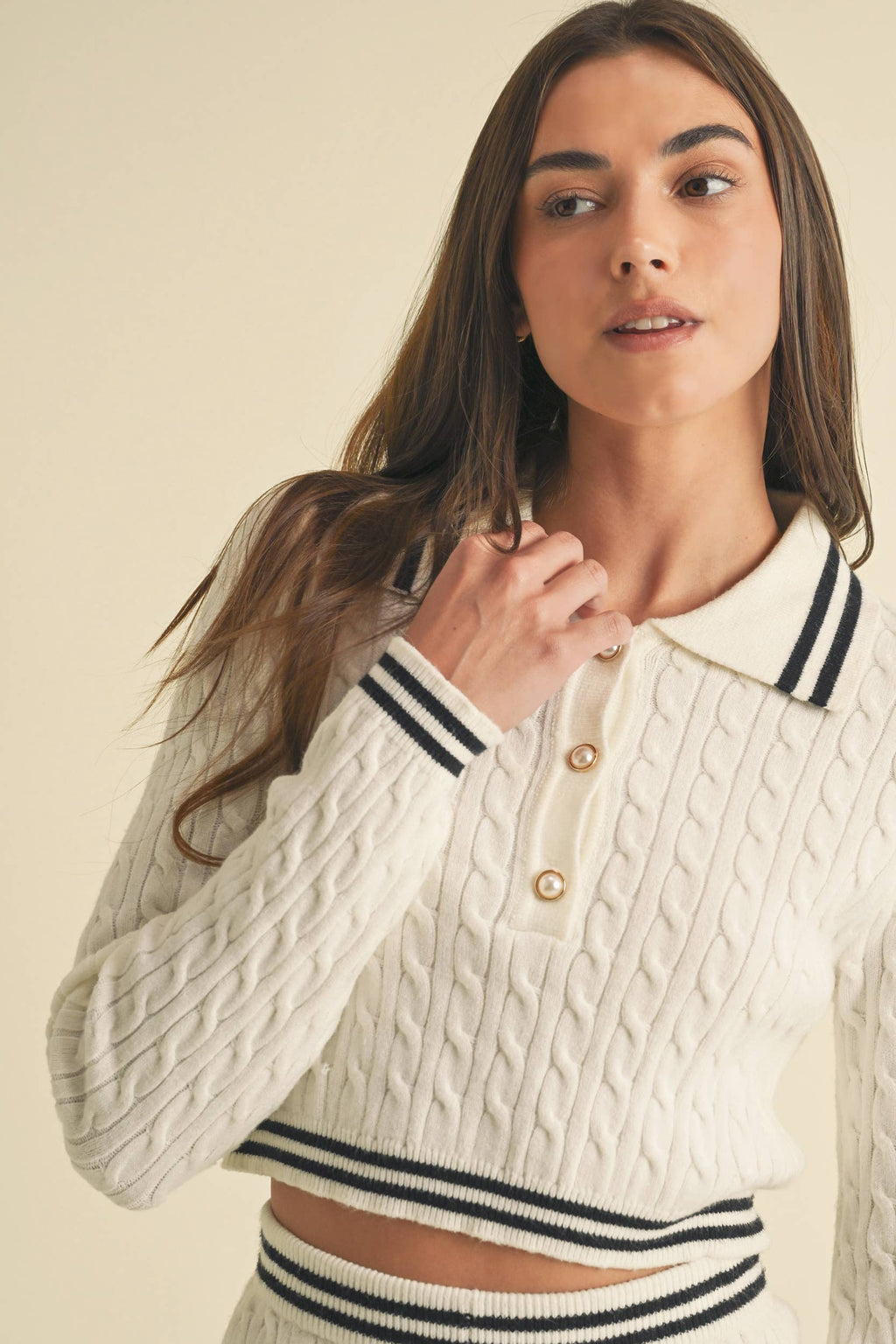 Cable-knitted Sweater top