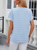 Jacquard Round Neck Short Sleeved Solid Color Chiffon Shirt