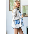 Knit Body Denim Layered Jacket