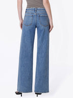 MID RISE DISTRESSED WAISTBAND TWISTED WIDE JEANS F9197