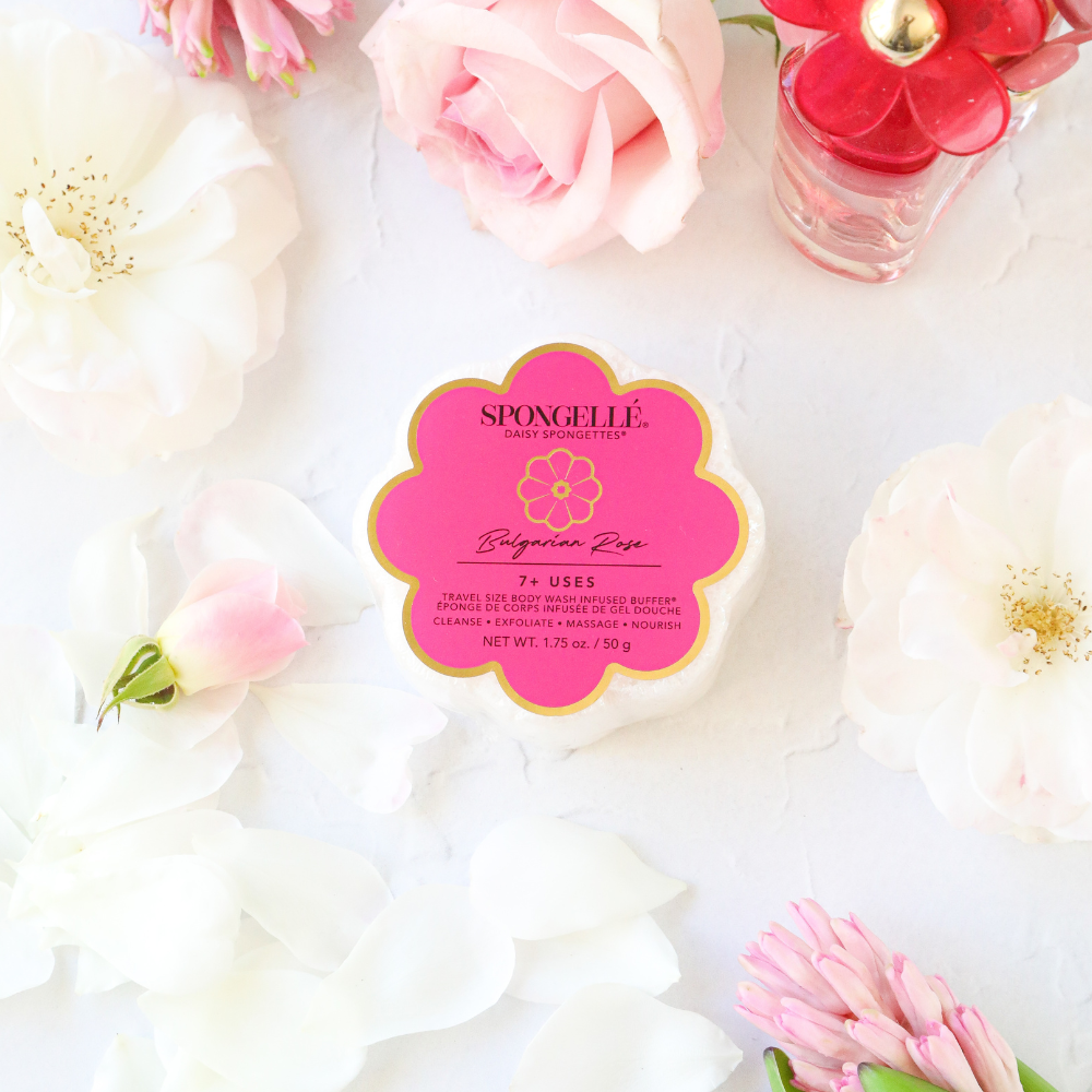 Bulgarian Rose Daisy Spongette  | Soap Sponge | Soap Buffer - Little Jill & Co.