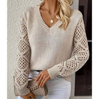 CUT-OUT V-NECK PULLOVER ALL-IN-ONE SWEATER - Little Jill & Co.