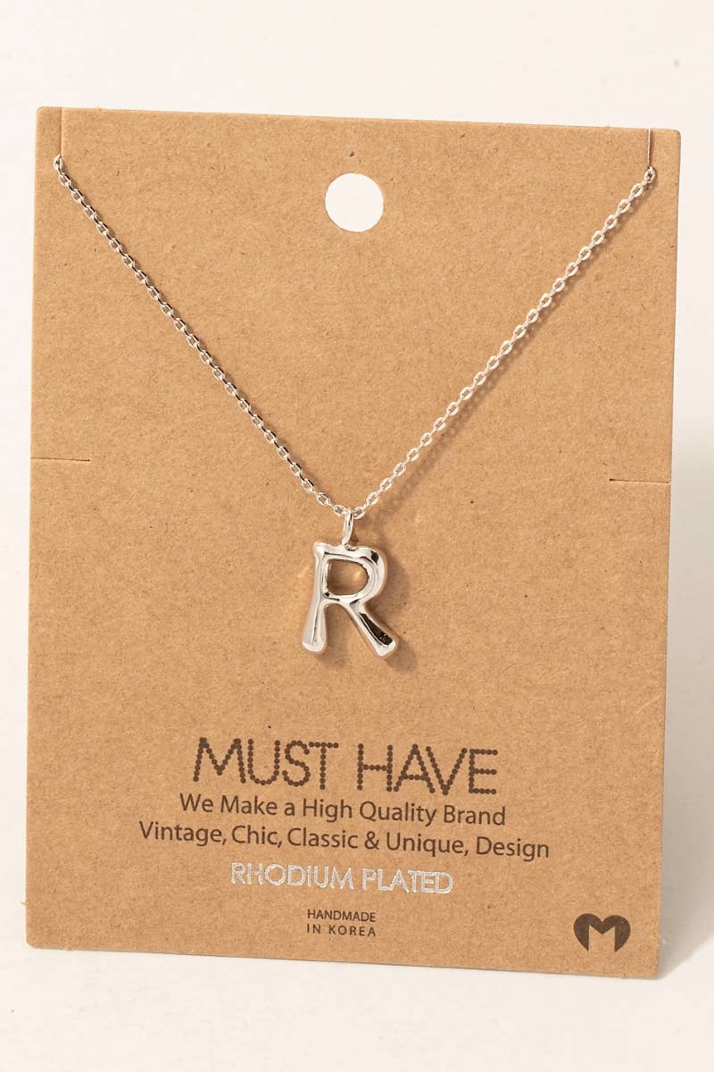 Gold Dipped Bubble Letter Pendant Necklace