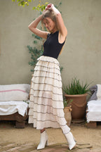 FIT TO FLARE RUFFLE TIER MAXI DRESS