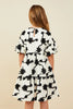 Black Floral Applique Ruffled Sleeve Dress