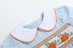 Light Blue Pumpkin Vine Smocked Dress and Bloomers