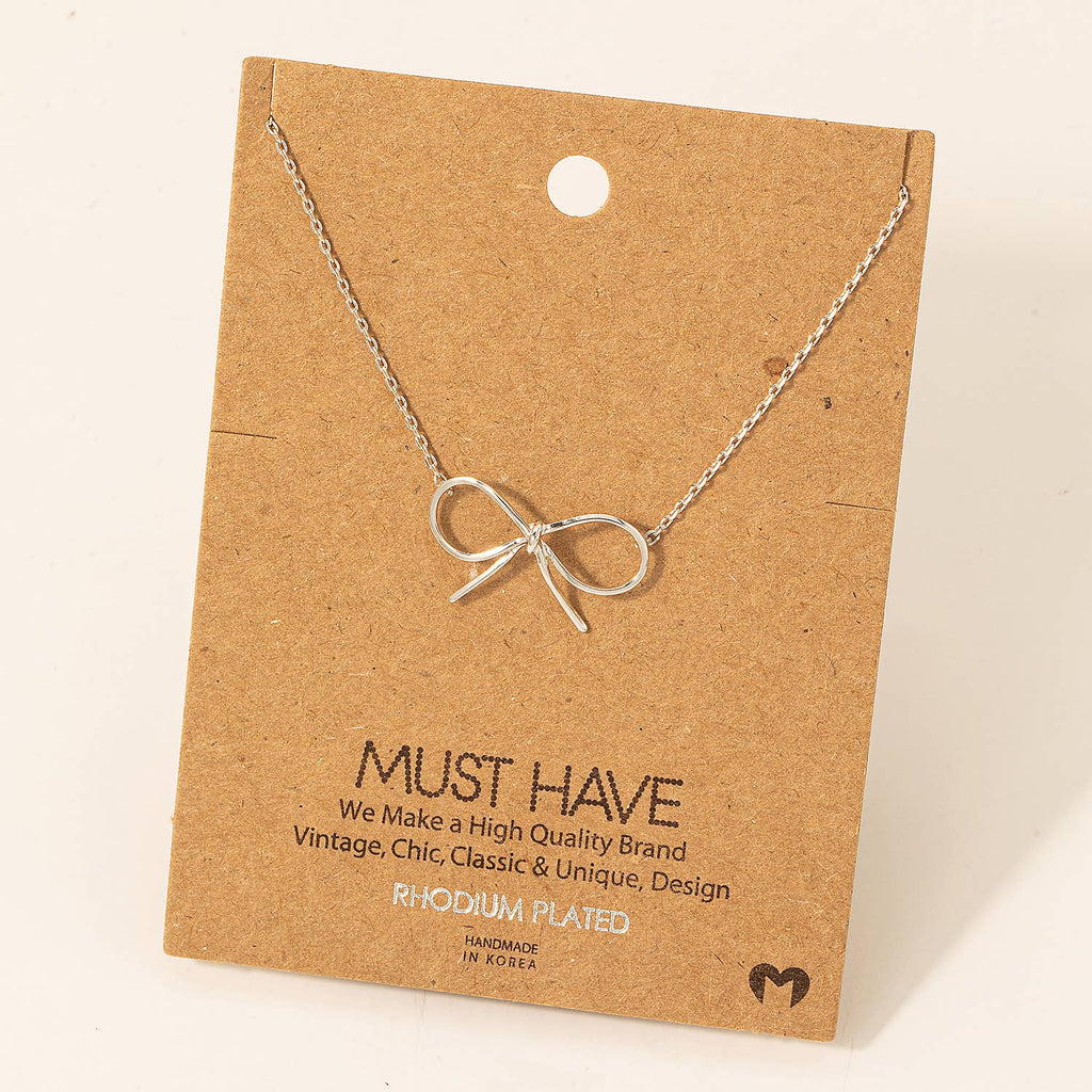Gold Dipped Bow Tie Pendant Necklace