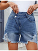 Irregular Denim Frayed Shorts