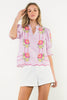 Flower Embroidered Stripe Top