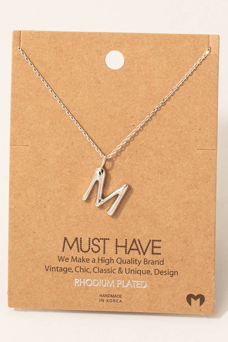 Gold Dipped Bubble Letter Pendant Necklace