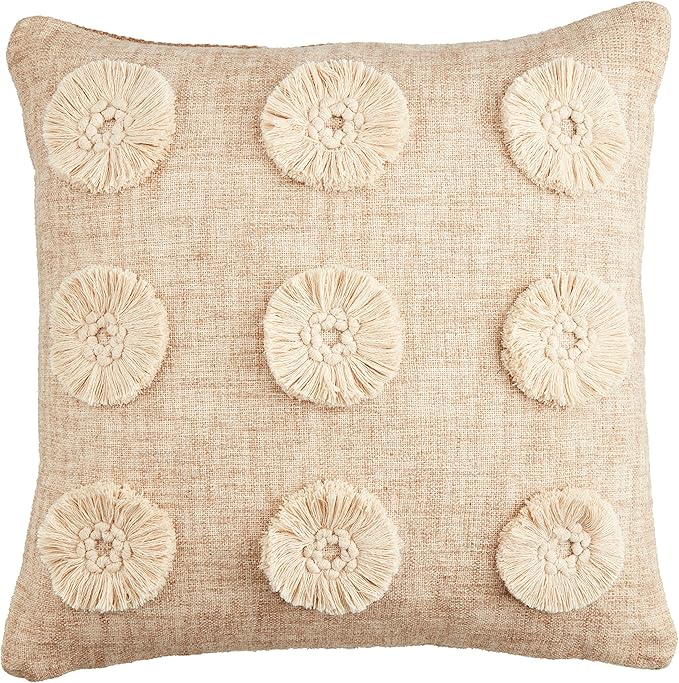 Fringe Trim Circle Pillow
