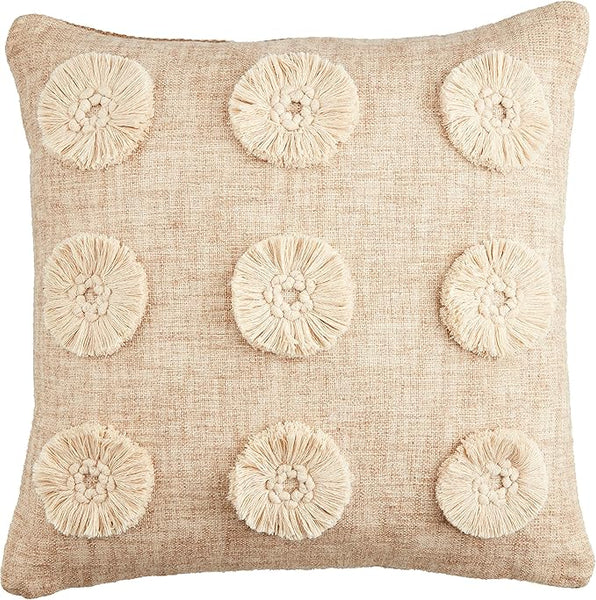Fringe Trim Circle Pillow