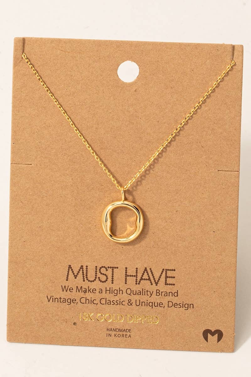 Gold Dipped Bubble Letter Pendant Necklace