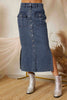SS3503 SIDE SLIT PENCIL DENIM LONG SKIRT