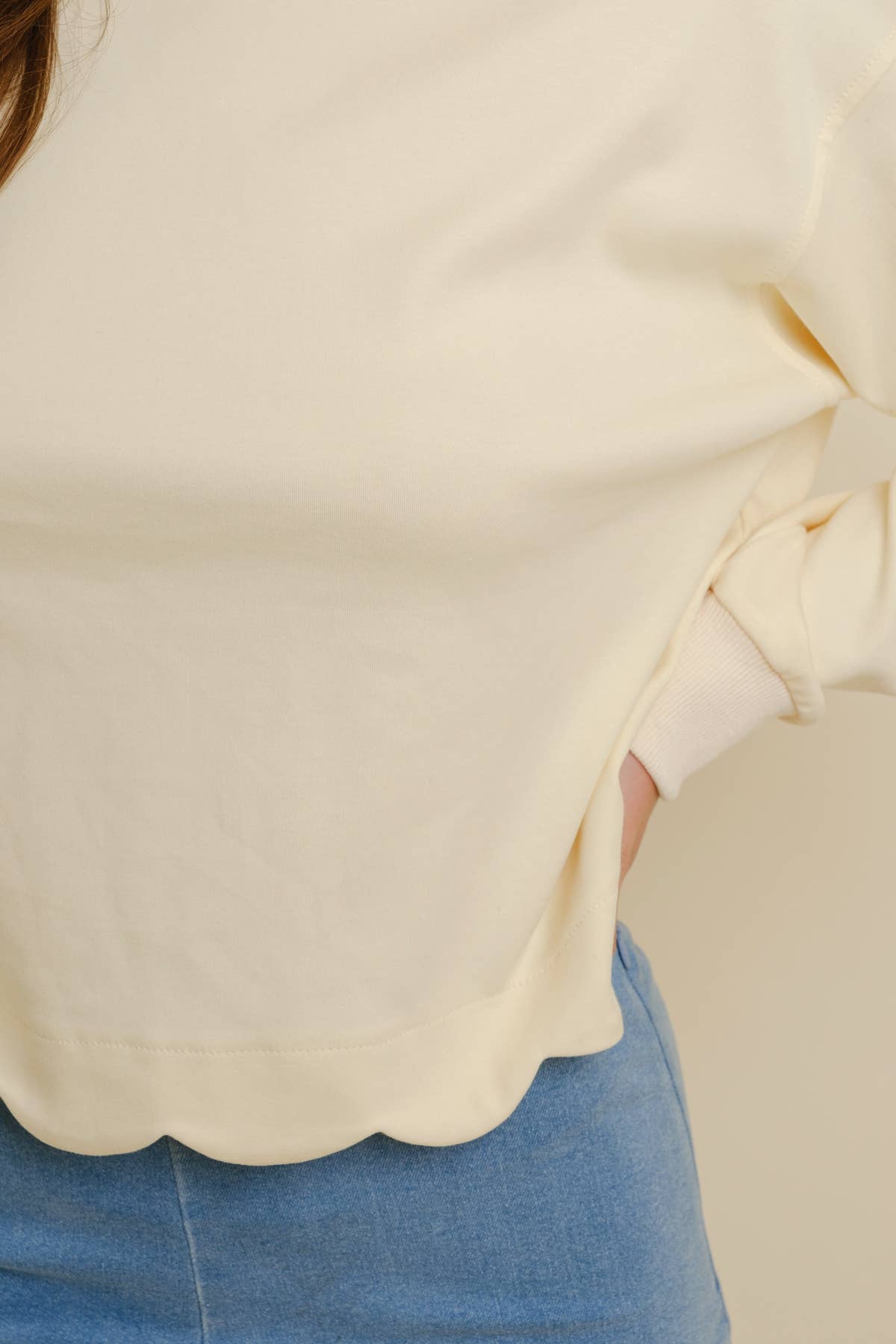 Scalloped Trim Long Sleeve