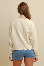 Scalloped Trim Long Sleeve