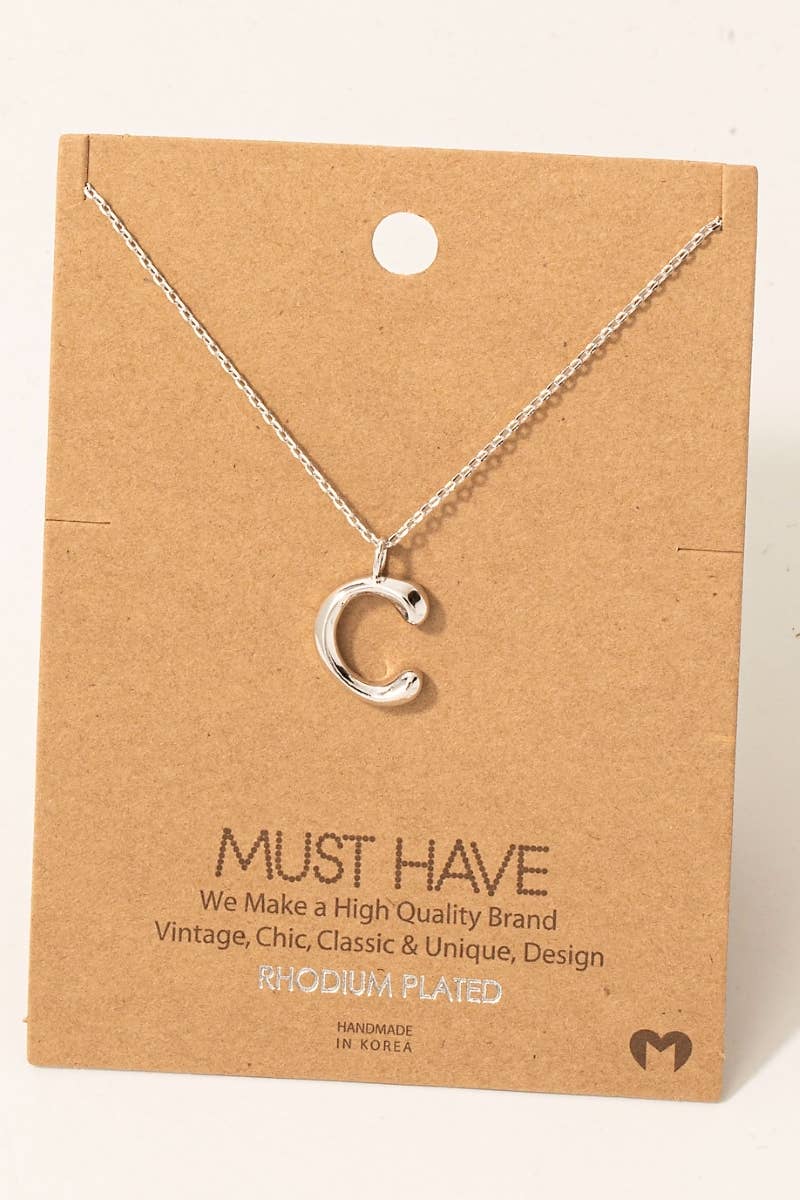 Gold Dipped Bubble Letter Pendant Necklace