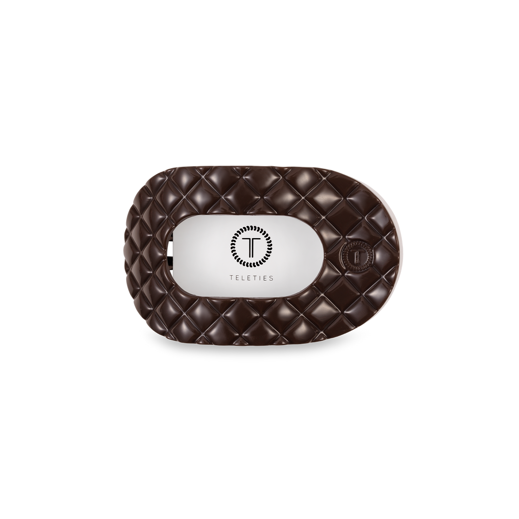 Flat Round Hair Clip | Small | Truly Taupe Quilted