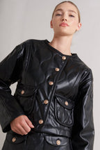 A quilted faux leather jacket - FJ1308