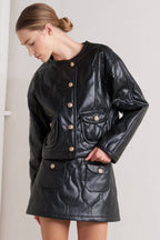 A quilted faux leather jacket - FJ1308