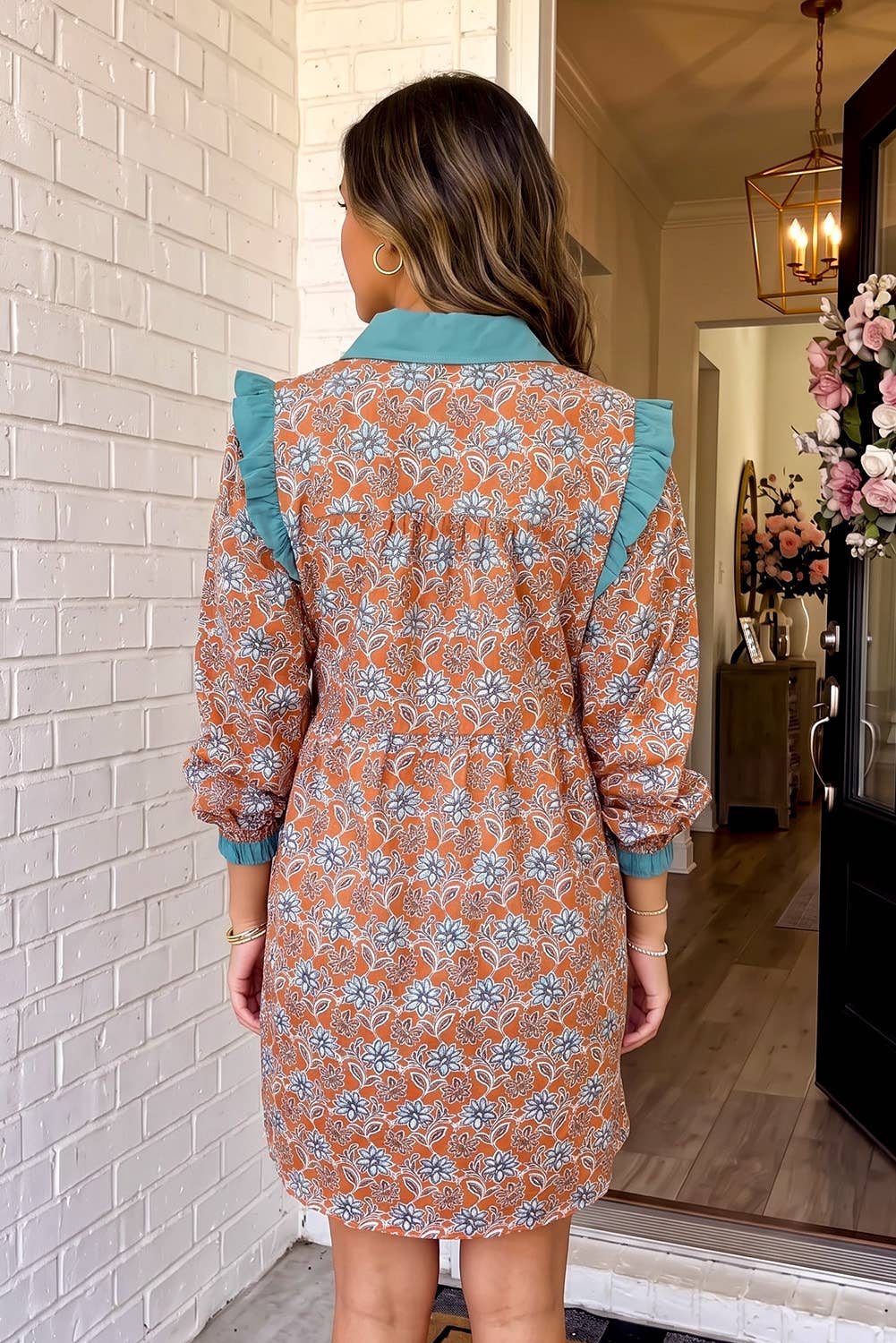 Boho Floral Collar Mini Dress