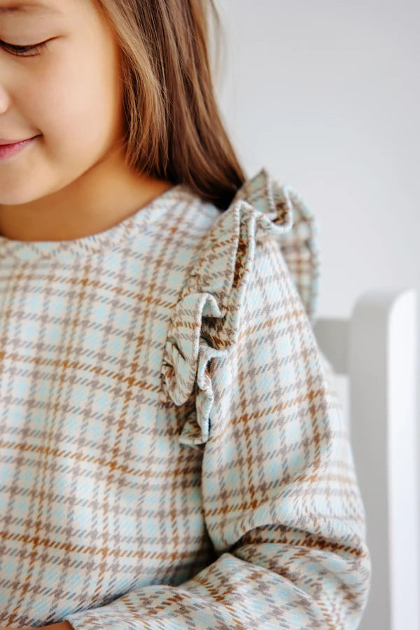 Long Sleeve Ruehling Ruffle Dress
