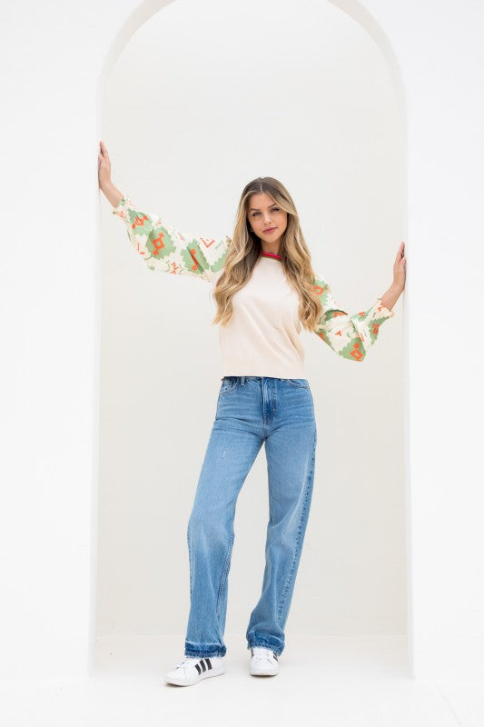 Smocked Cuff Pattern Sleeve Top - Little Jill & Co.