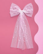 Bride Pearl Hair Bow, Bridal Shower Accessory, Bach Party