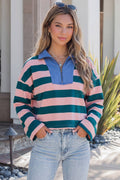 Striped Quarter-Zip Top