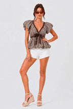 V Neck Bubble Top