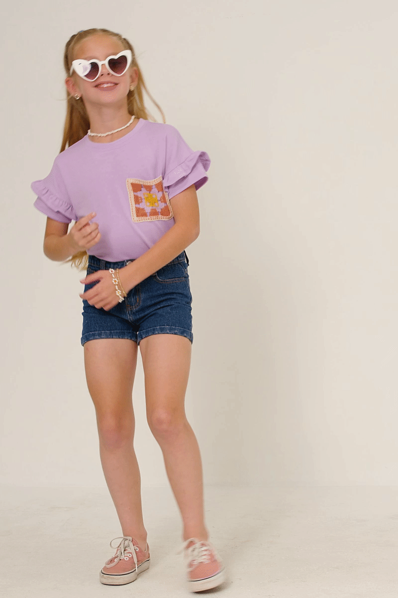 Girls Roll Up Denim Shorts