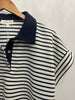 Navy Striped Short Sleeve Knit Top