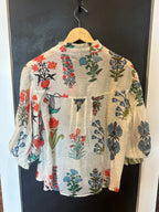 Printed Floral Top Balloon Sleeves
