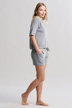 CozyChic Ultra Lite® Contrast Scallop Short Sleeve Shirt and Short Set