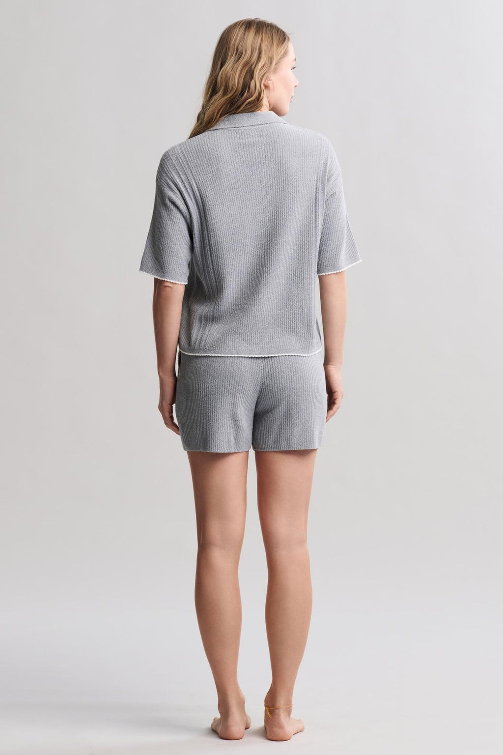 CozyChic Ultra Lite® Contrast Scallop Short Sleeve Shirt and Short Set