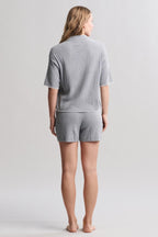 CozyChic Ultra Lite® Contrast Scallop Short Sleeve Shirt and Short Set