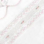 Hand Smocked Pima Playsuit, White & Pink