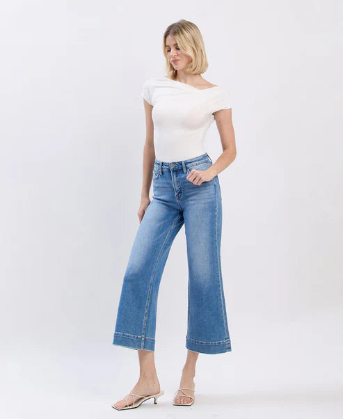 Onsite - High Rise Crop Wide Leg Jeans