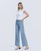 Self Belief - High Rise Trouser Hem Twist Wide Leg Jeans