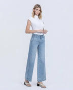 Self Belief - High Rise Trouser Hem Twist Wide Leg Jeans